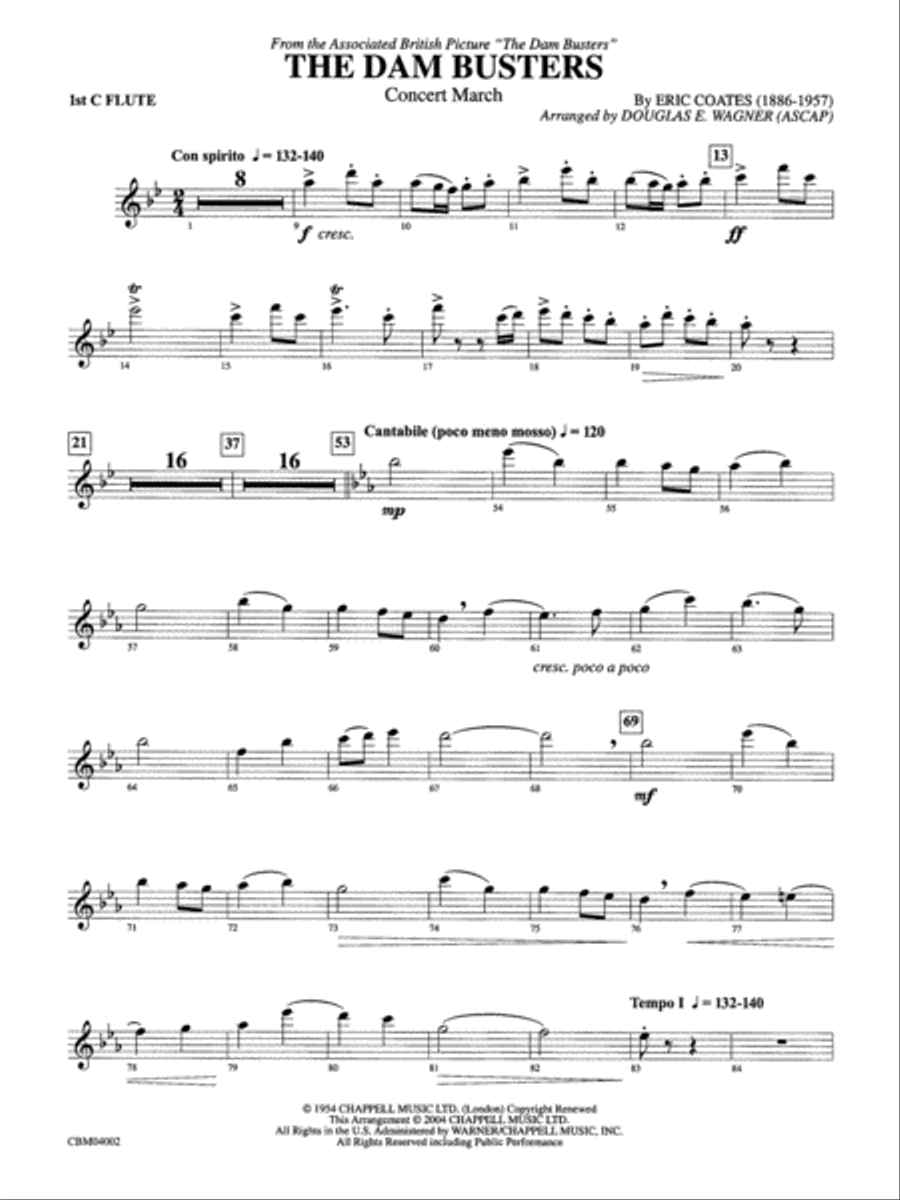 The Dam Busters Concert March: Flute Concert Band scores gallery preview page 1