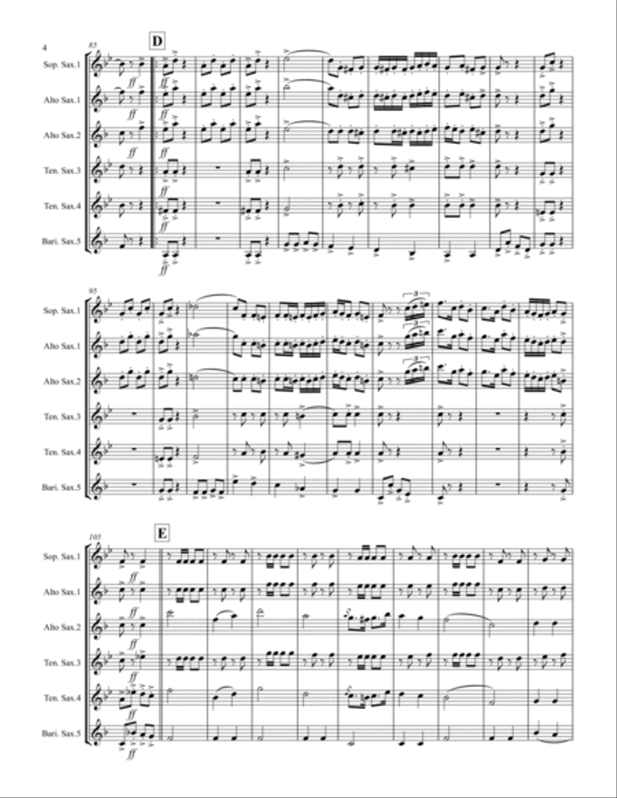March – The Fairest of the Fair (for Saxophone Quintet SATTB or AATTB) Saxophone Quintet scores gallery preview page 5