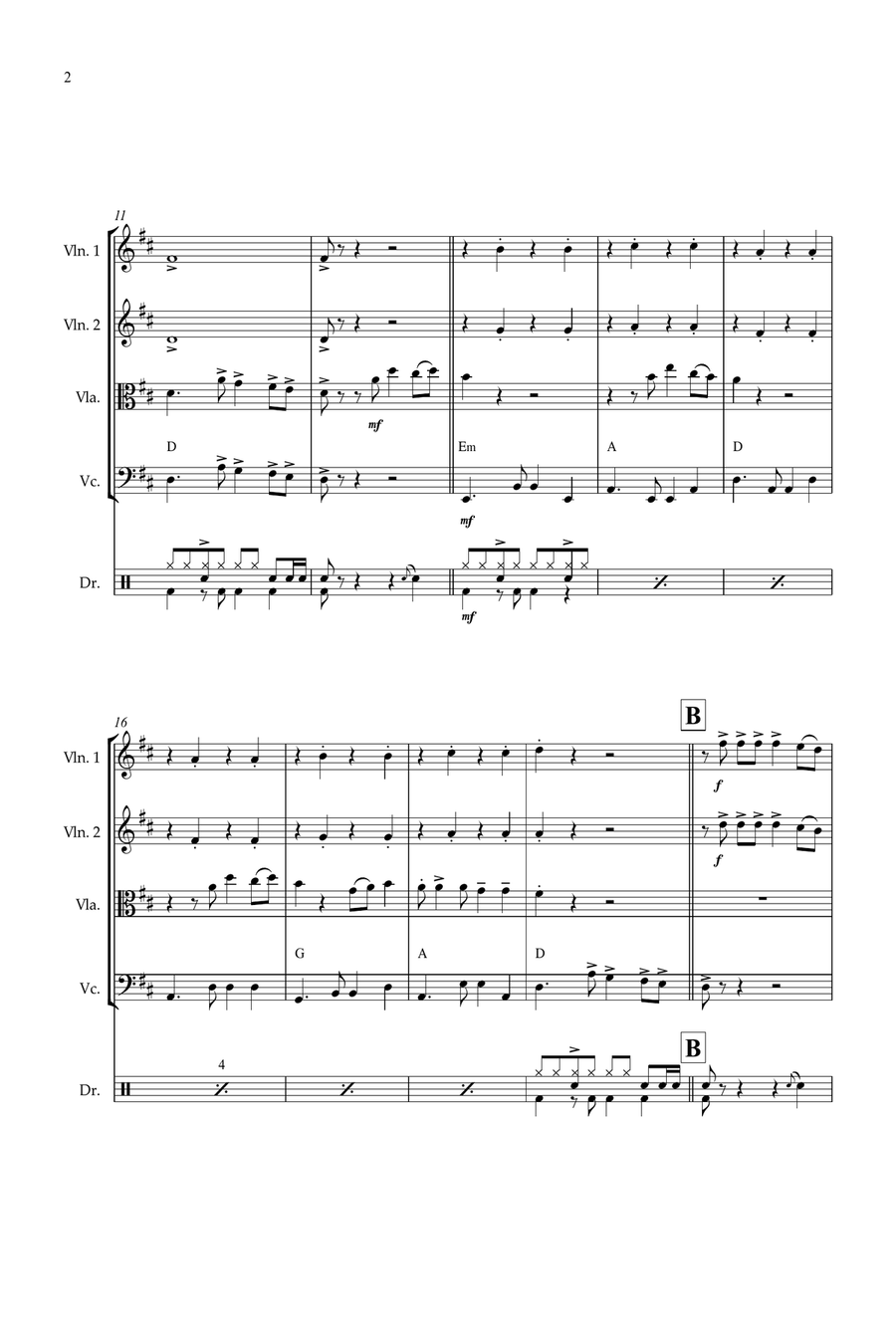 Feliz Navidad String Quartet scores gallery preview page 2