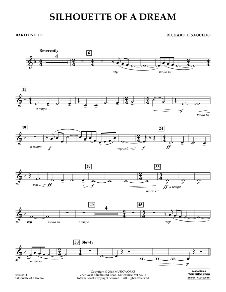 Silhouette of a Dream - Baritone T.C. Concert Band scores gallery preview page 1