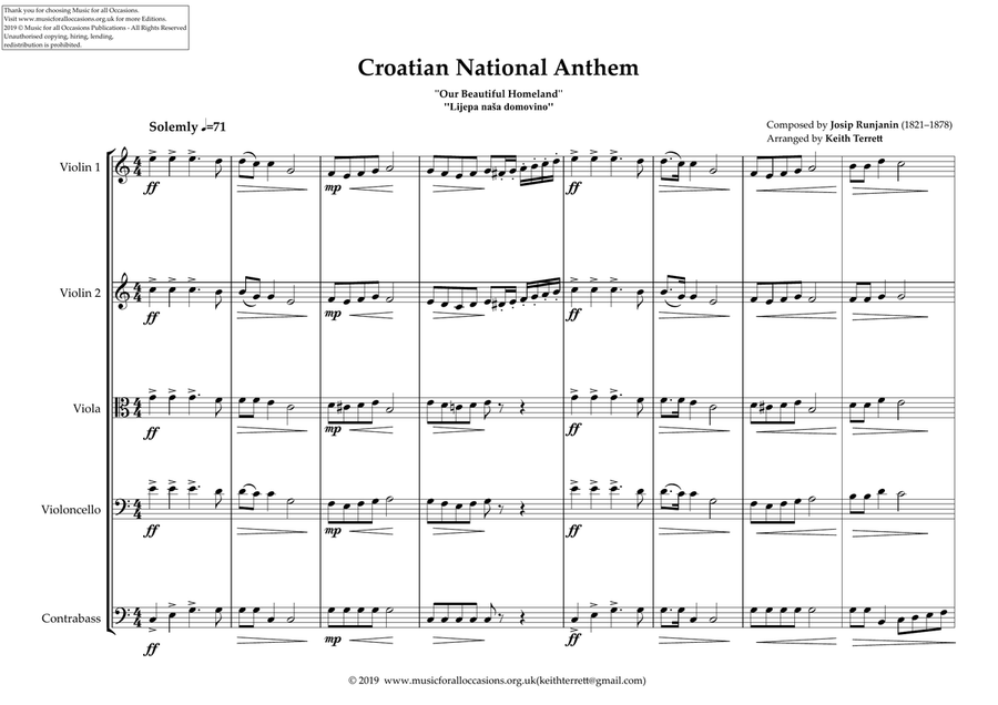 Croatian National Anthem for String Orchestra (World National Anthem Series) String Orchestra scores gallery preview page 2