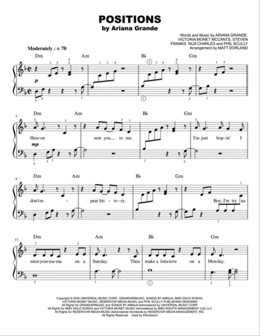 Positions Easy Piano scores gallery preview page 1