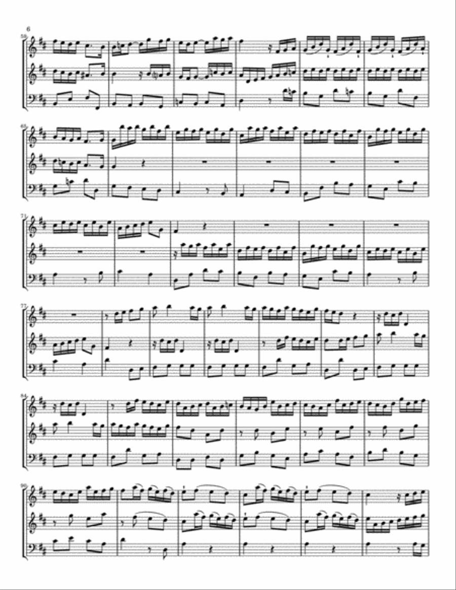Quantz Trio Sonata in D Major for Flute, Violin (or Second Flute) and Continuo, QV 2:10 Small Ensemble scores gallery preview page 6