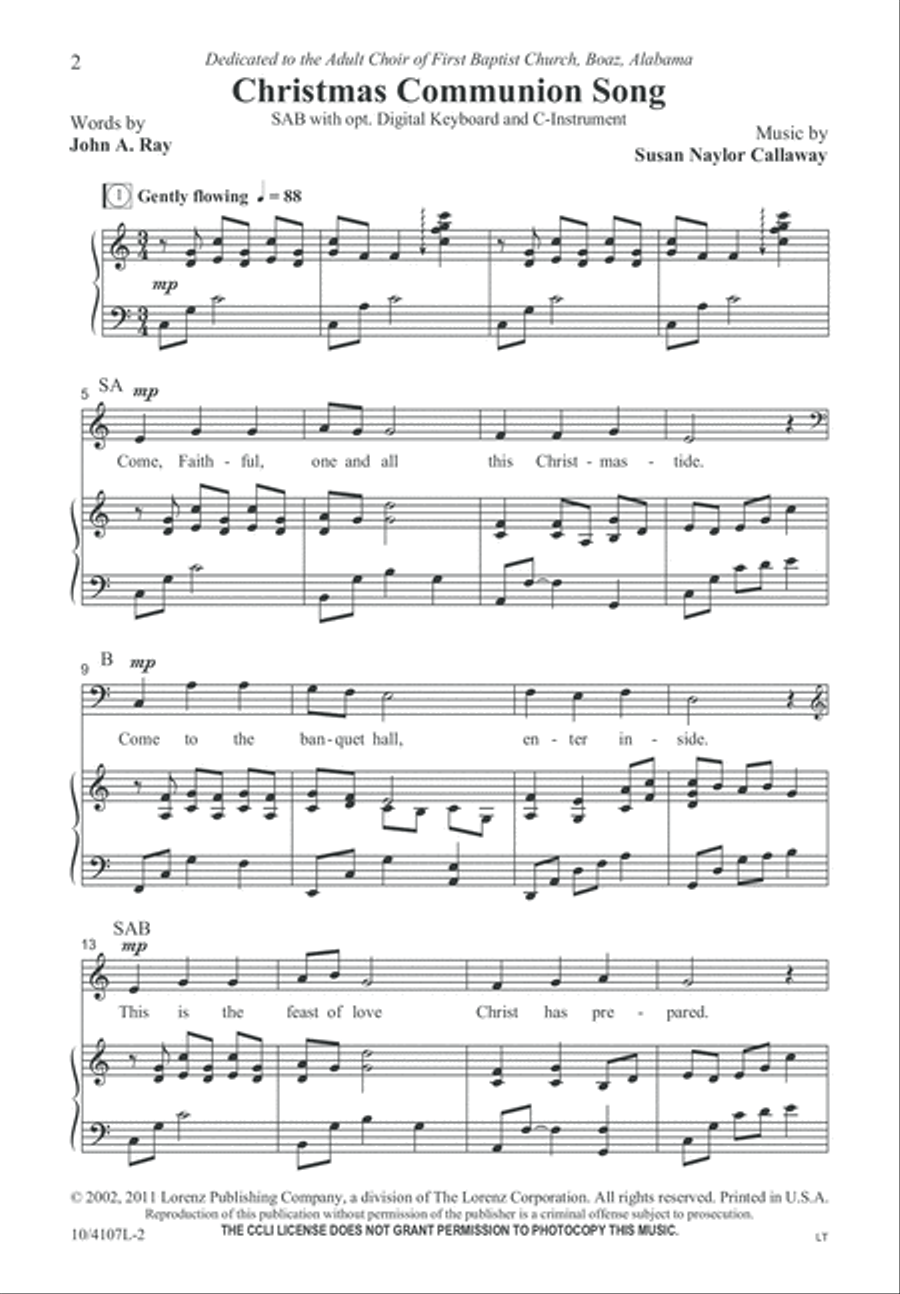 Christmas Communion Song Christmas Communion Song 3-Part scores gallery preview page 2