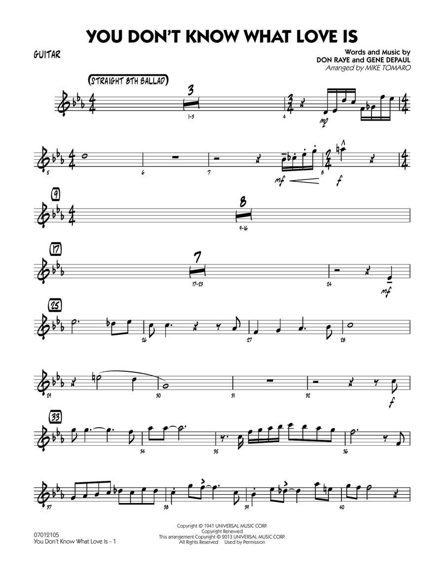 You Don't Know What Love Is - Guitar Jazz Ensemble scores gallery preview page 1