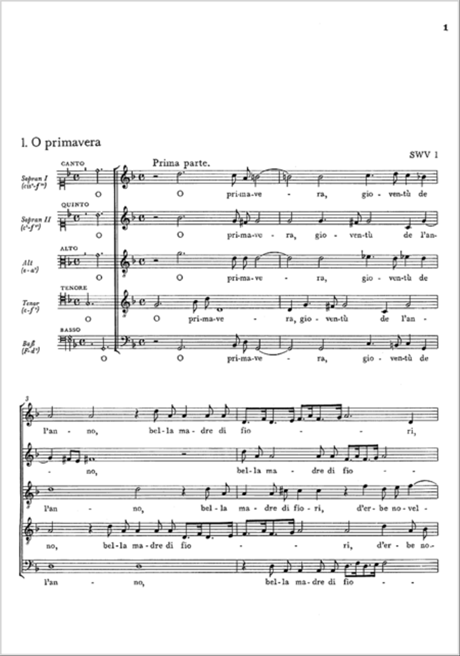 Stuttgarter Schutz-Ausgabe: Italienische Madrigale (Gesamtausgabe, Bd.1) Choir scores gallery preview page 2