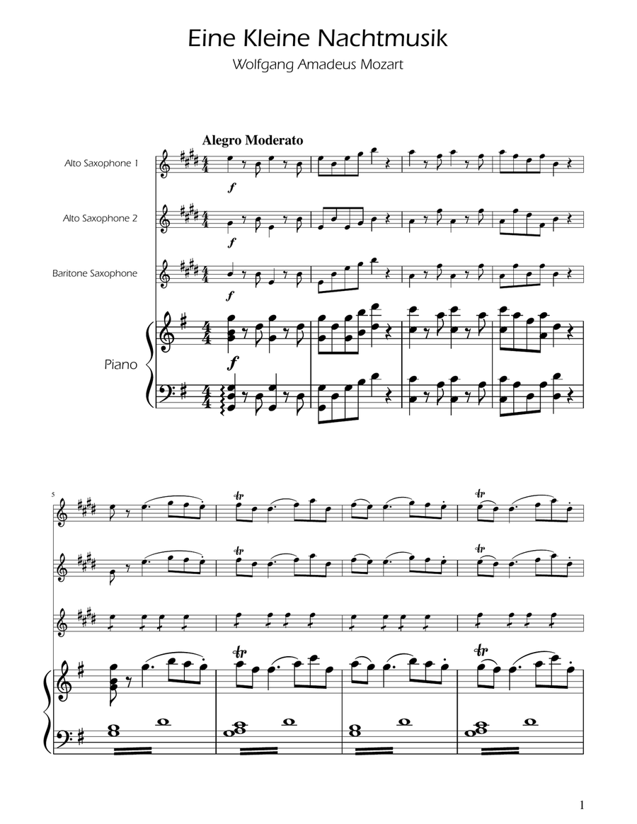 Mozart: Eine Kleine Nachtmusik (K.525) - Sax Trio AAB