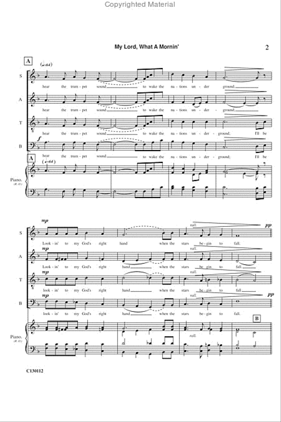 My Lord What A Mornin' 4-Part scores gallery preview page 4