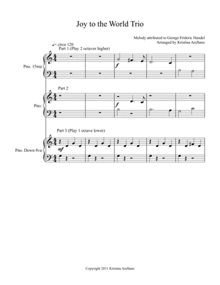 Joy to the World Elementary Piano Trio (1 piano, 6 hands)