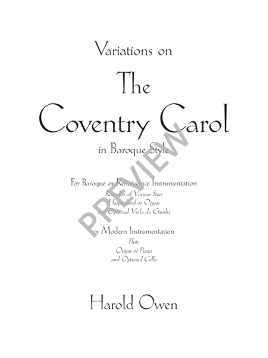 Variations on The Coventry Carol Flute scores gallery preview page 3