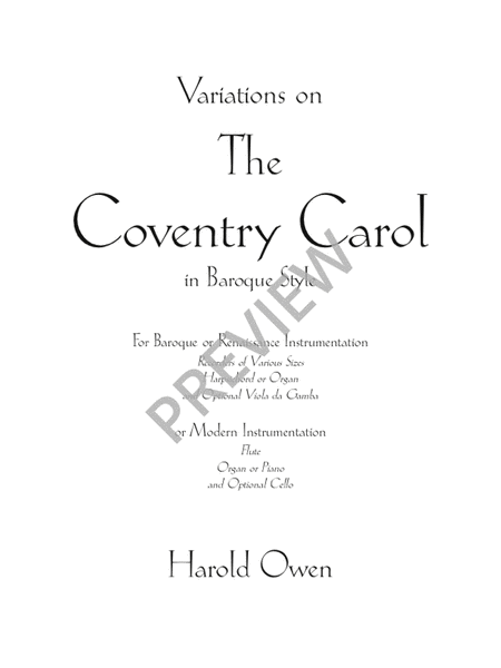 Variations on The Coventry Carol