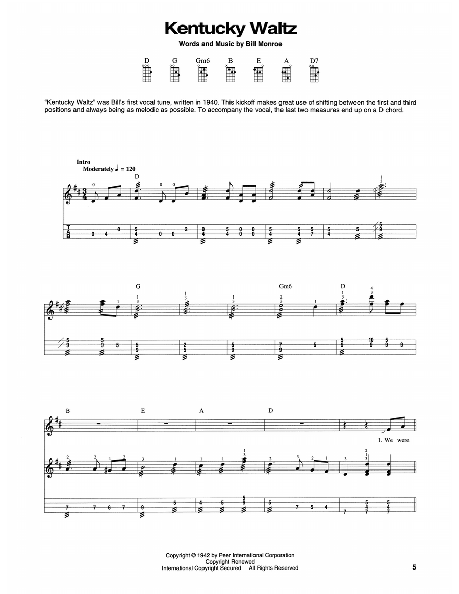 Kentucky Waltz Kentucky Waltz Mandolin scores gallery preview page 1