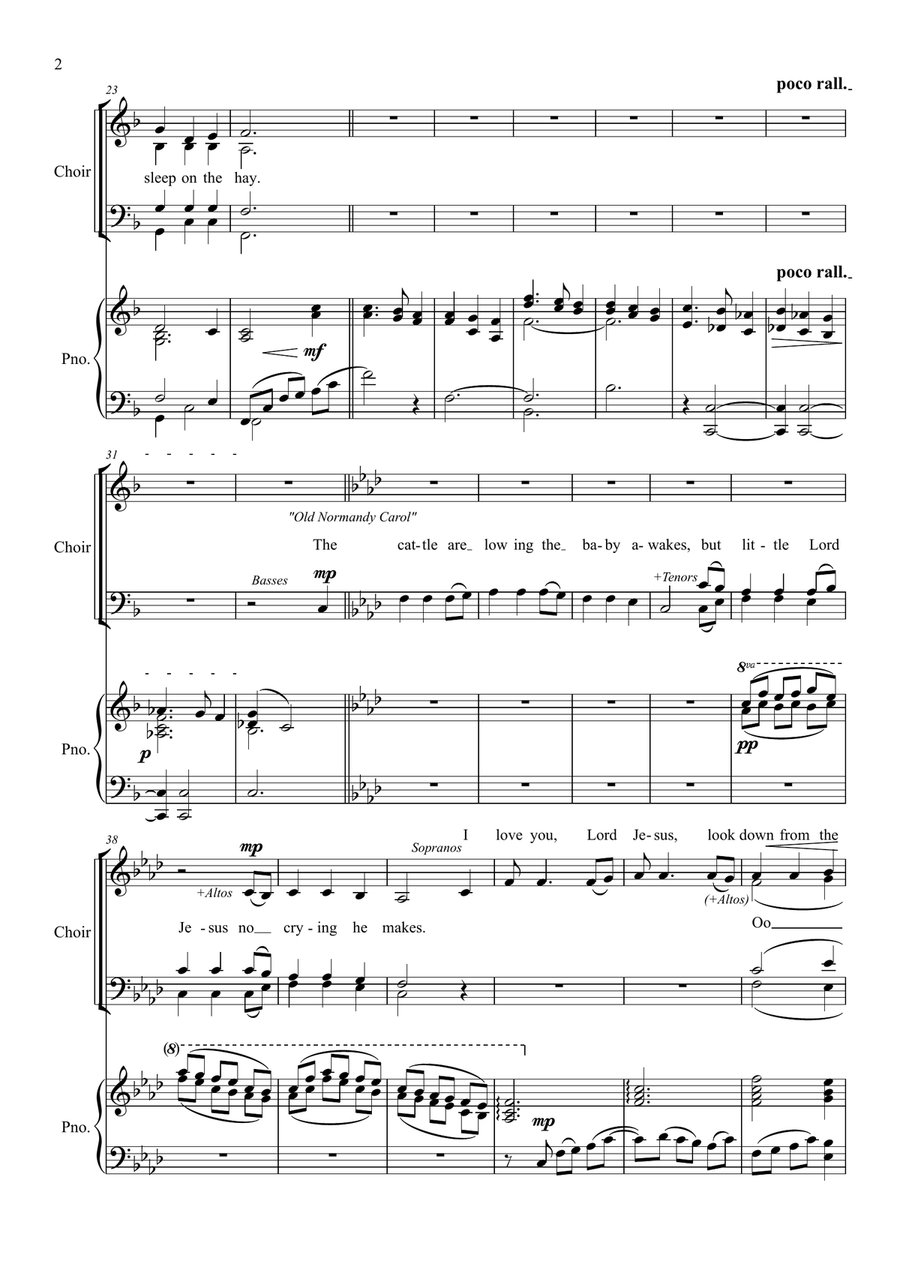 Away In A Manger ('Mueller' and 'Old Normandy Carol') 4-Part scores gallery preview page 2