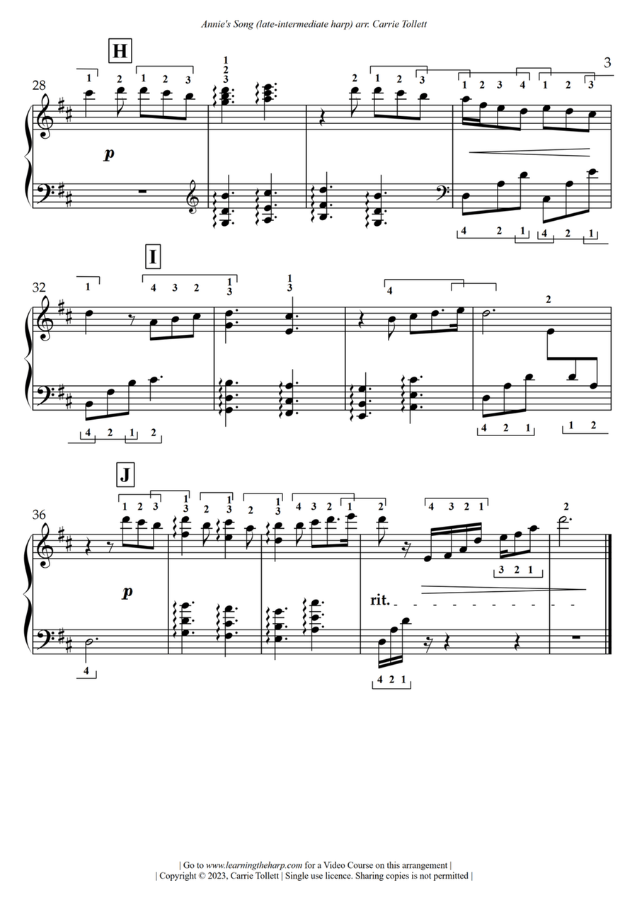 Annie's Song Celtic Harp scores gallery preview page 4