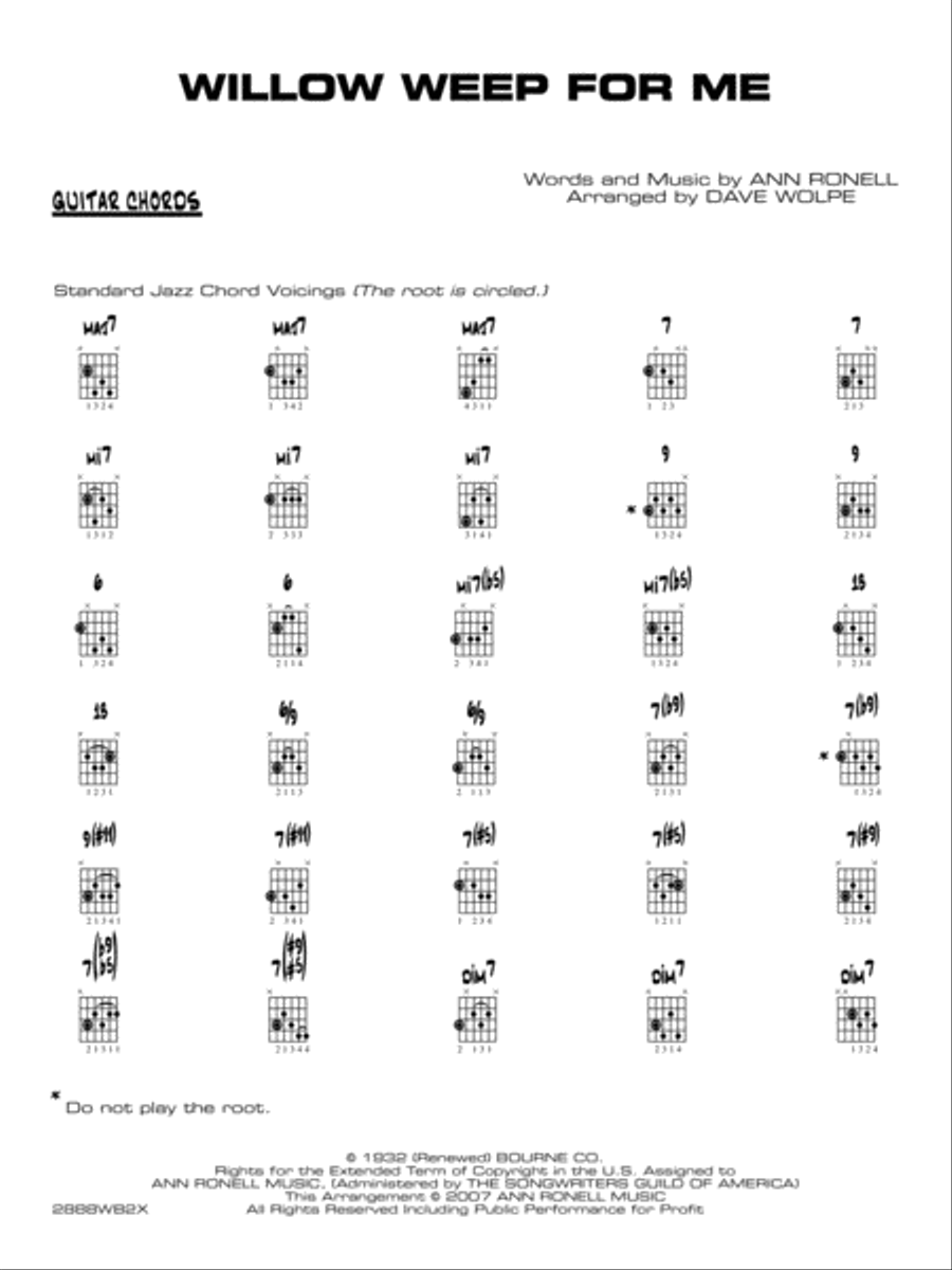 Willow Weep for Me: Guitar Chords Jazz Ensemble scores gallery preview page 1