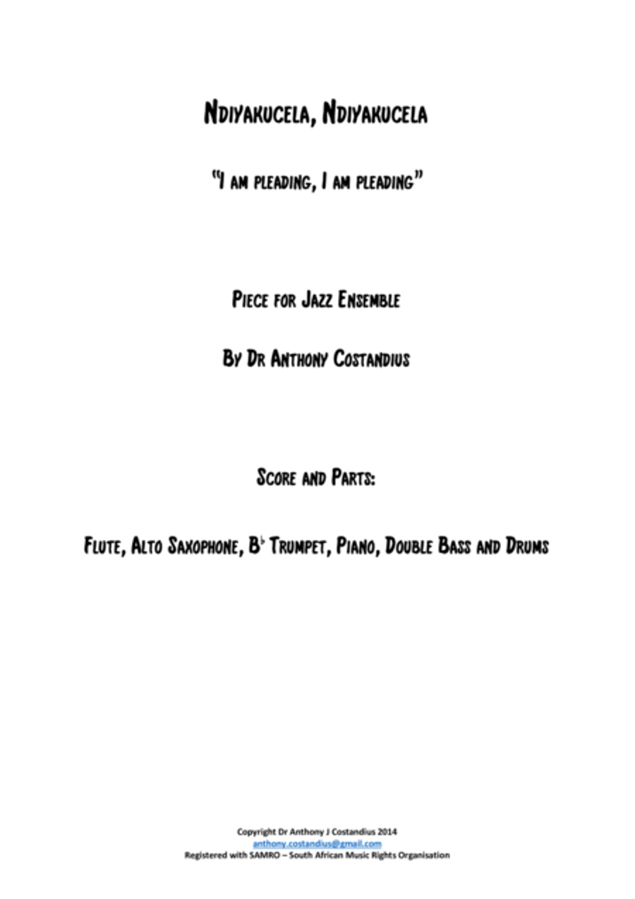 Ndiyakucela, Ndiyakucela... Jazz Ensemble scores gallery preview page 1