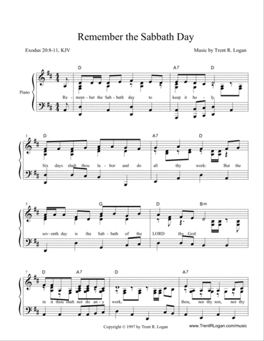 Remember the Sabbath Day Remember the Sabbath Day Piano, Vocal, Guitar scores gallery preview page 2