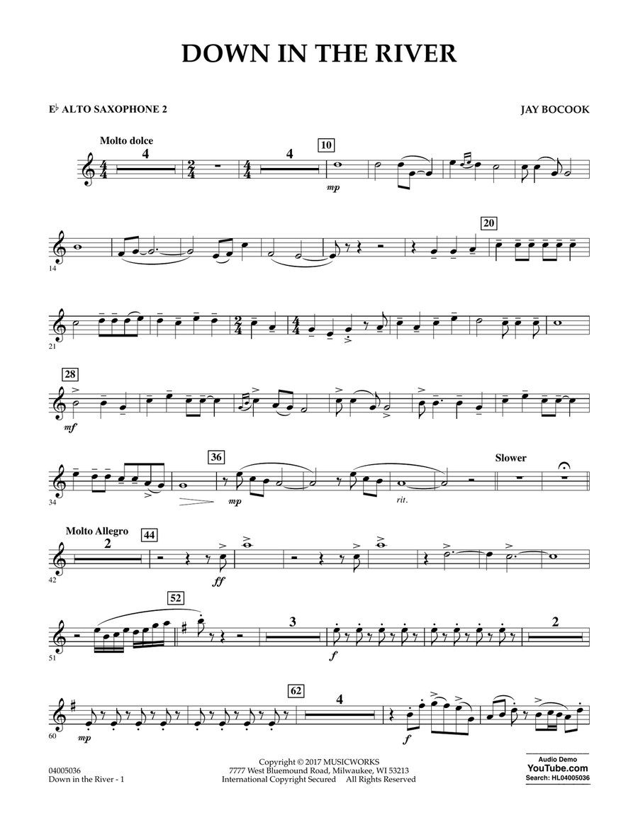 Down in the River - Eb Alto Saxophone 2 Concert Band scores gallery preview page 1
