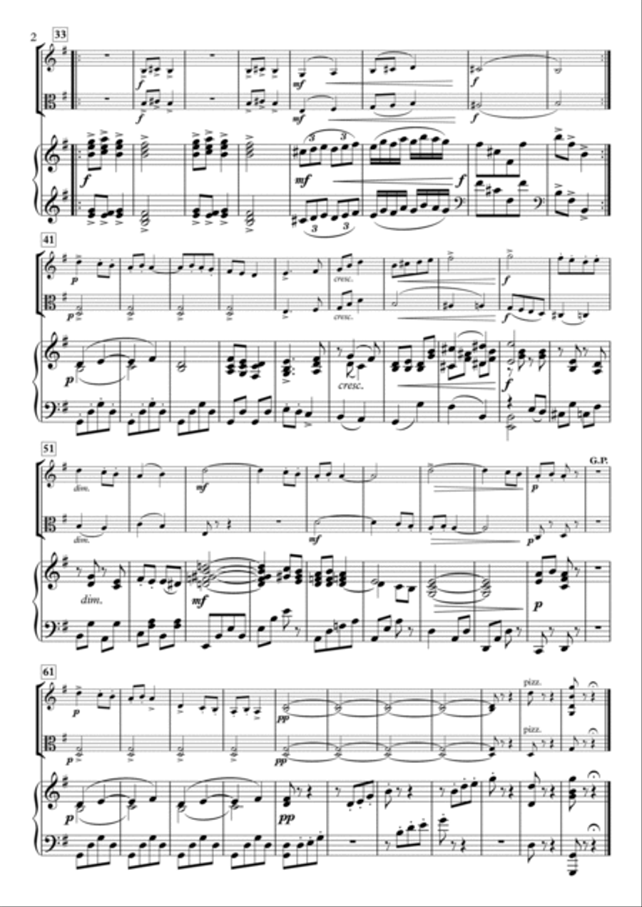 Miniatures, No.3 Allegretto H.87-3 for Violin, Viola & Piano Piano Trio scores gallery preview page 2