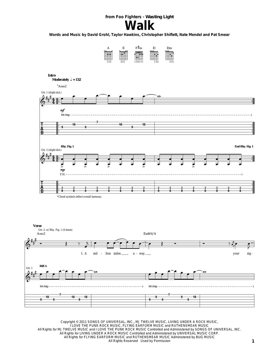 Walk Acoustic Guitar scores gallery preview page 1