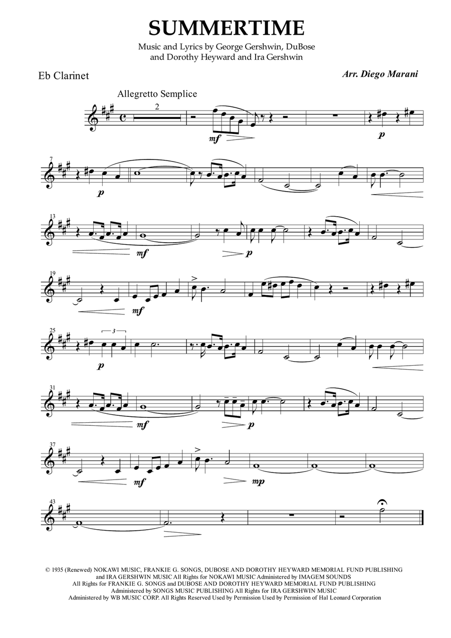 Summertime Woodwind Quartet scores gallery preview page 1