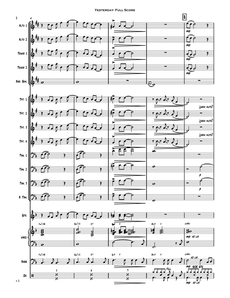 Yesterday Jazz Ensemble scores gallery preview page 2