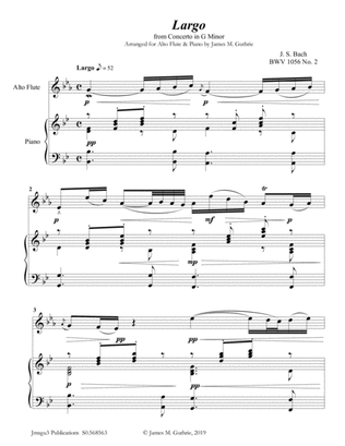 Bach: Largo from Concerto BWV 1056 for Alto Flute & Piano