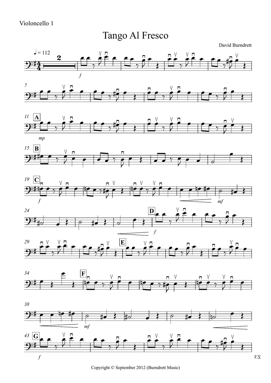 Tango Al Fresco For Beginning Cello Quartet Cello Solo scores gallery preview page 4