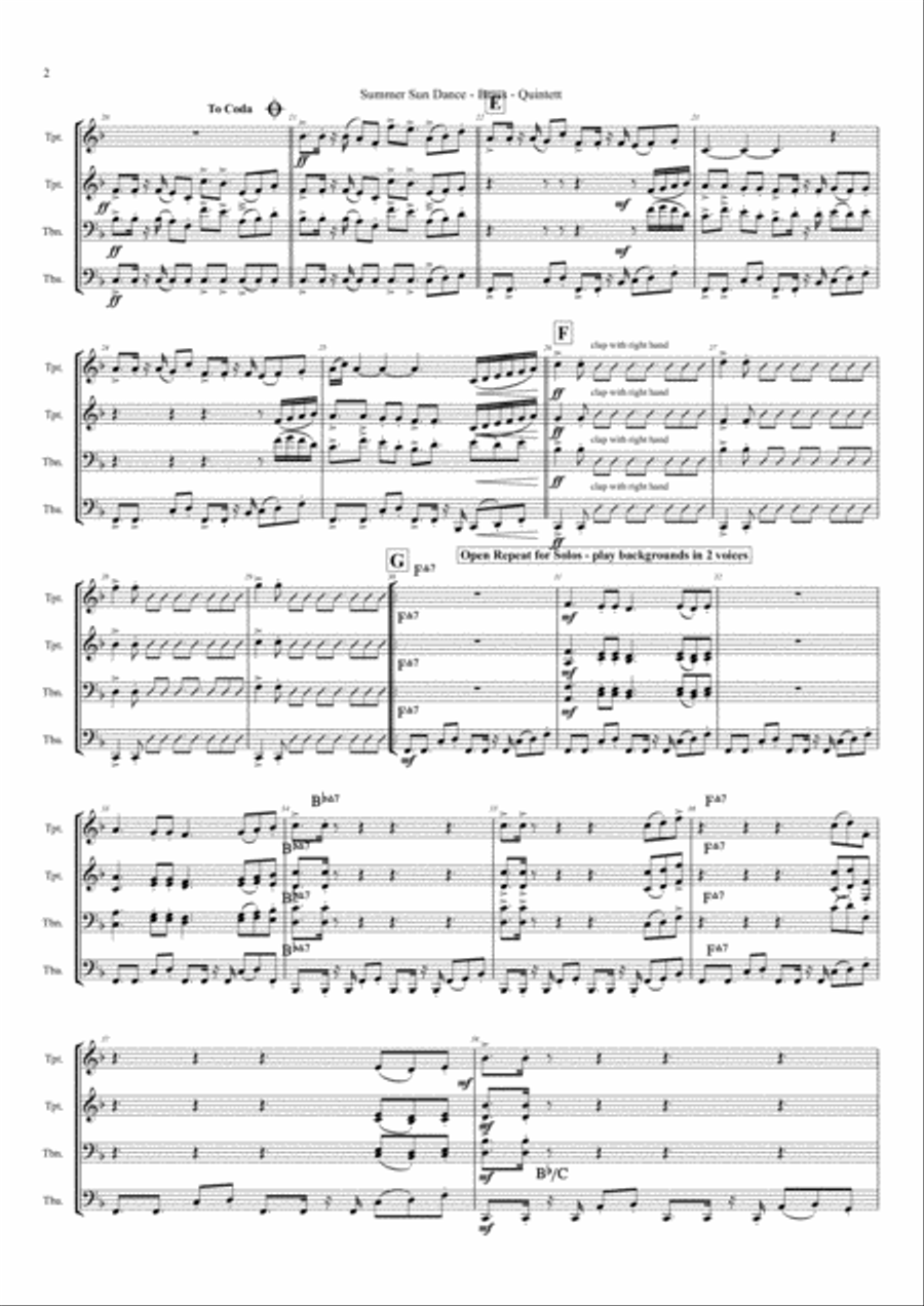 Summer Sun Dance - 11/8 - Folk Dance Style - Brass Quartet Brass Quartet scores gallery preview page 2