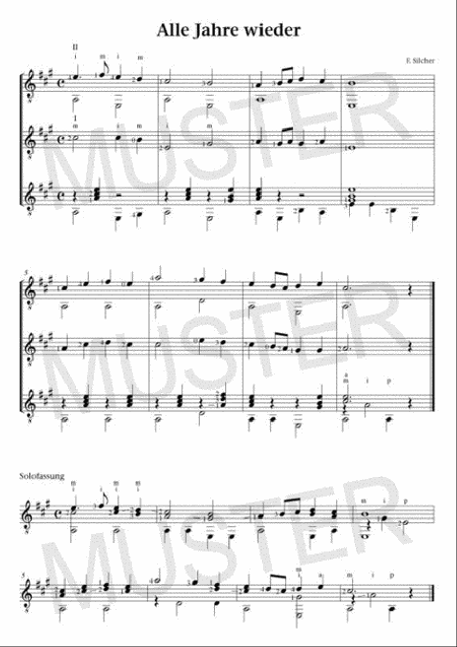Weihnachtslieder für 1-3 Gitarren Classical Guitar scores gallery preview page 2