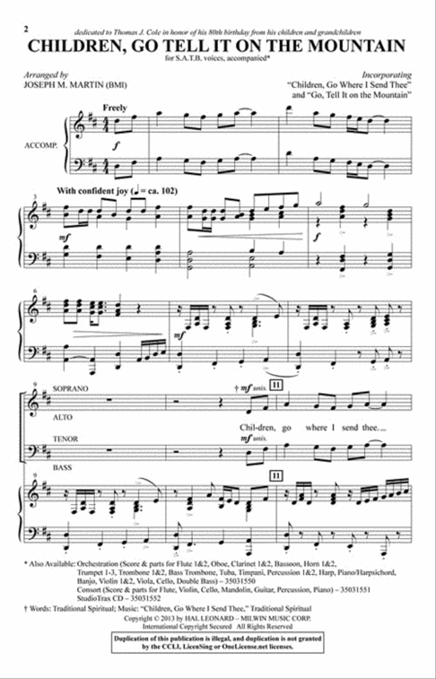 Children, Go Tell It on the Mountain 4-Part scores gallery preview page 2