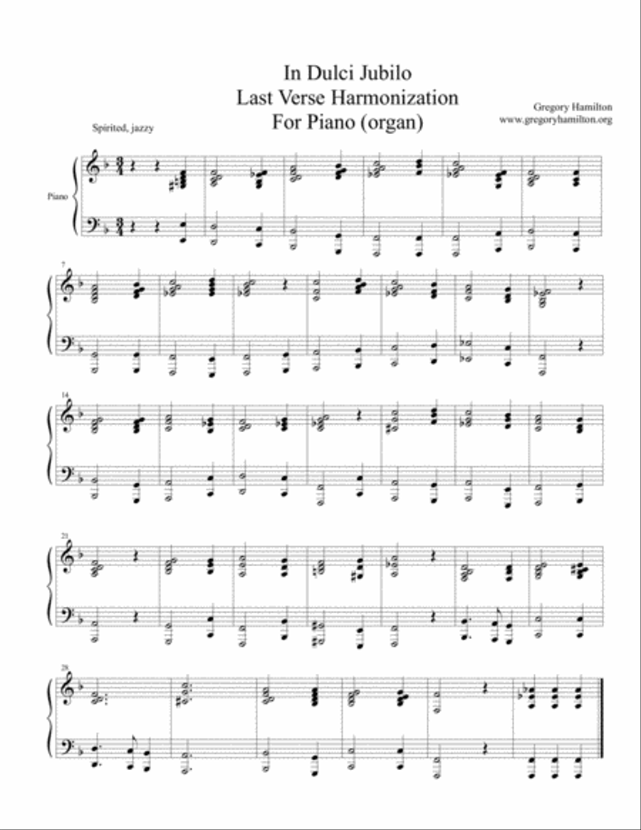 In Dulci Jubilo, a Jazz Last Verse for Piano (organ) Organ scores gallery preview page 1