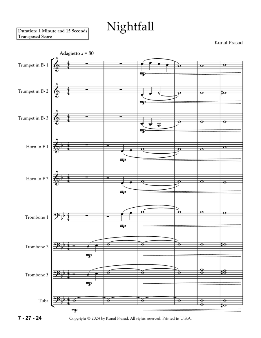 Nightfall Nightfall Chamber Music scores gallery preview page 1