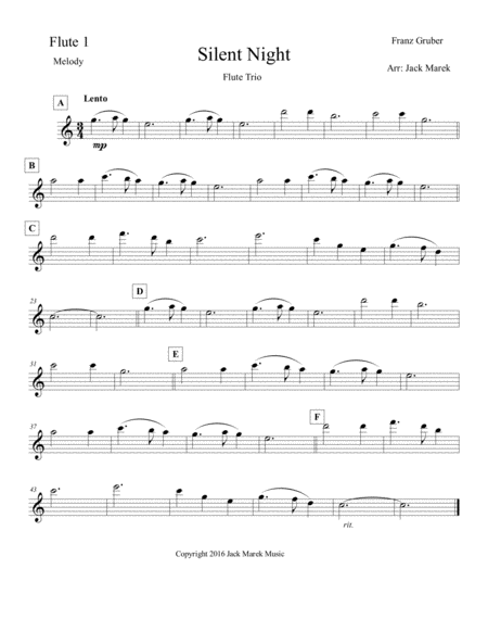 Silent Night Flute solo,duet,or trio image number null