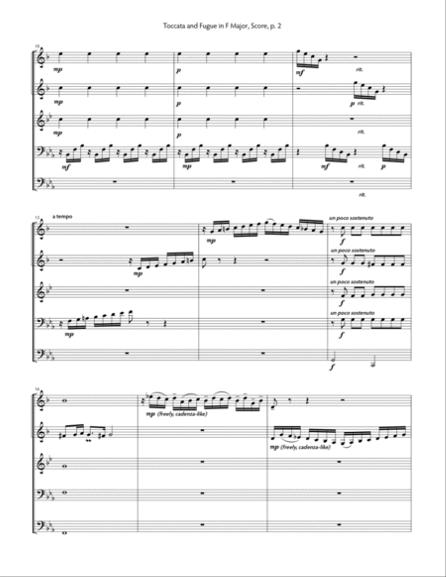 Toccata and Fugue in F Major Chamber Music scores gallery preview page 3