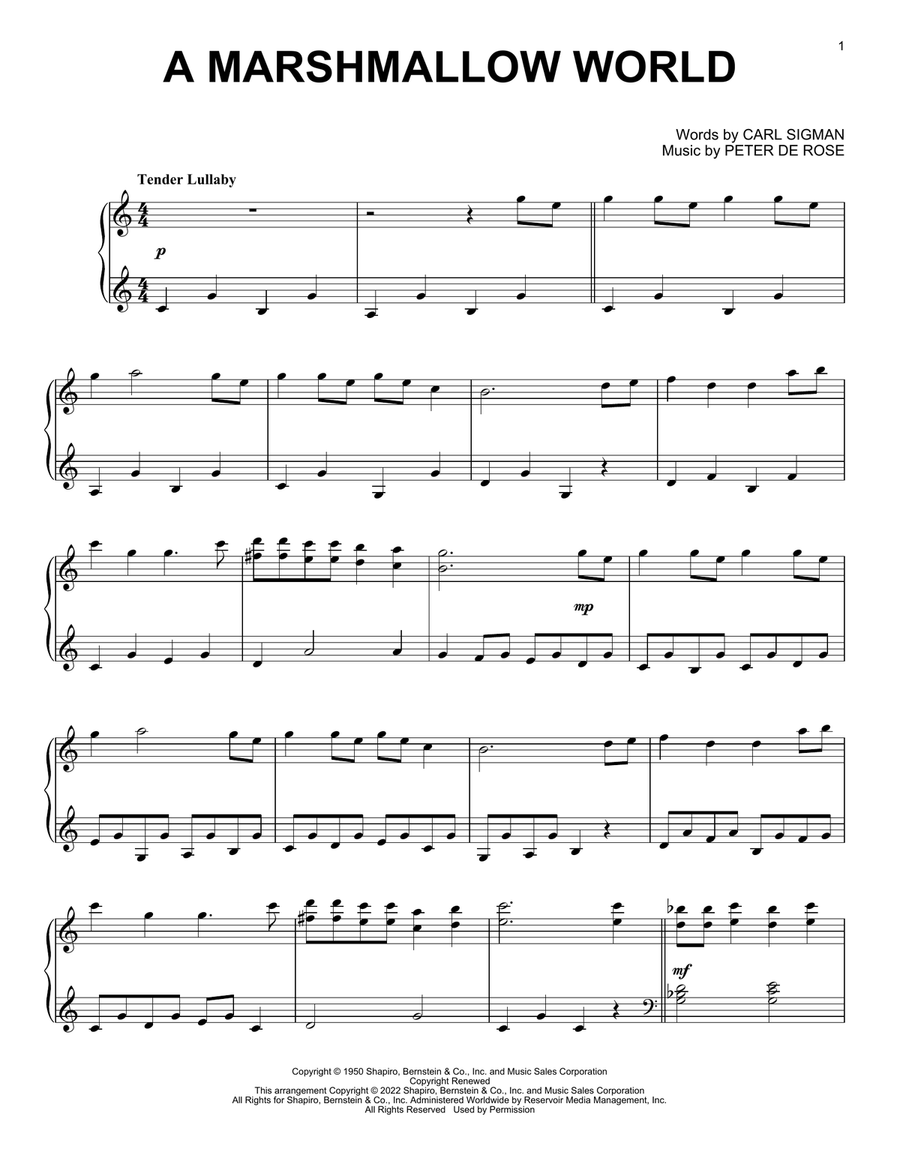 A Marshmallow World A Marshmallow World Piano Solo scores gallery preview page 1