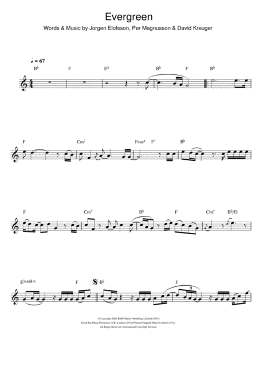 Evergreen Clarinet Solo scores gallery preview page 1