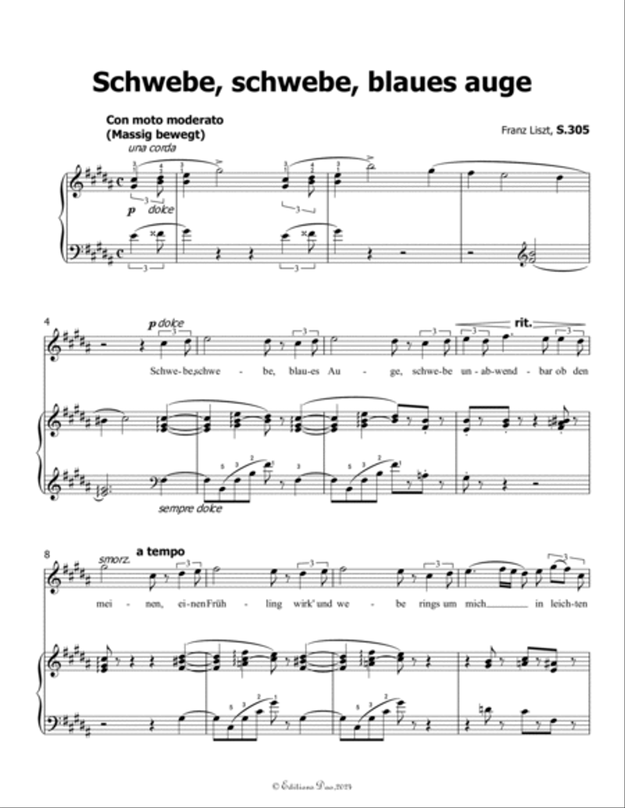 Schwebe, schwebe, blaues auge, by Liszt, S.305, in B Major Voice scores gallery preview page 3