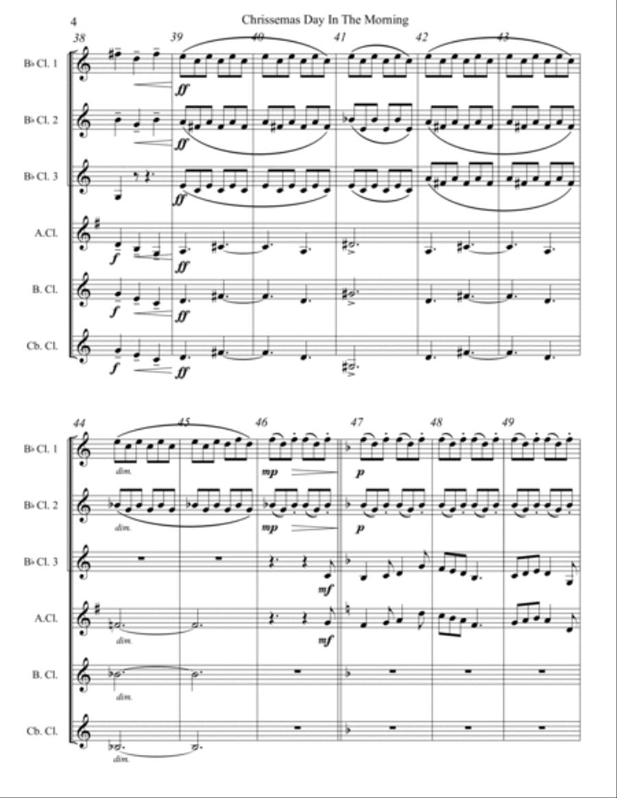 Chrissemas Day In The Morning Clarinet Choir scores gallery preview page 5