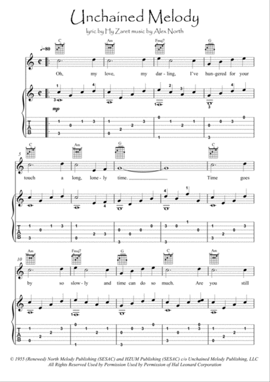 Unchained Melody Electric Guitar scores gallery preview page 1