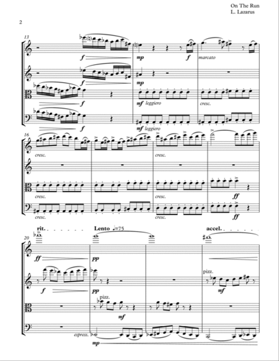 On The Run On The Run String Quartet scores gallery preview page 2