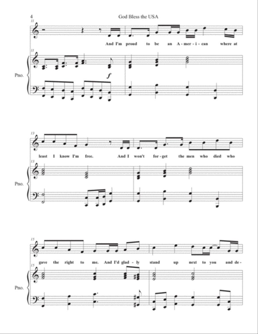 God Bless The U.s.a. High Voice scores gallery preview page 4