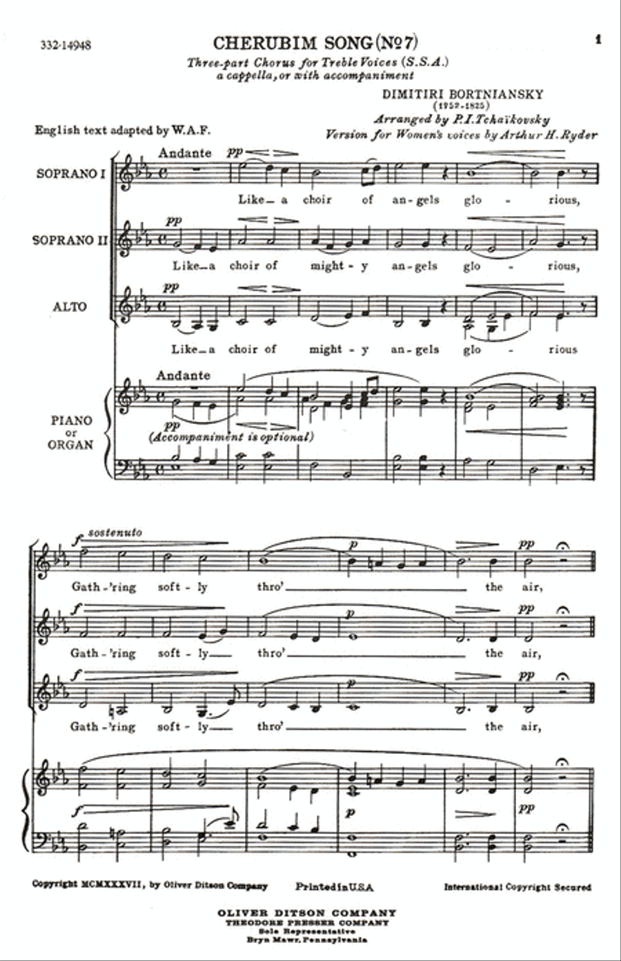 Cherubim Song (No. 7)` A Cappella scores gallery preview page 1