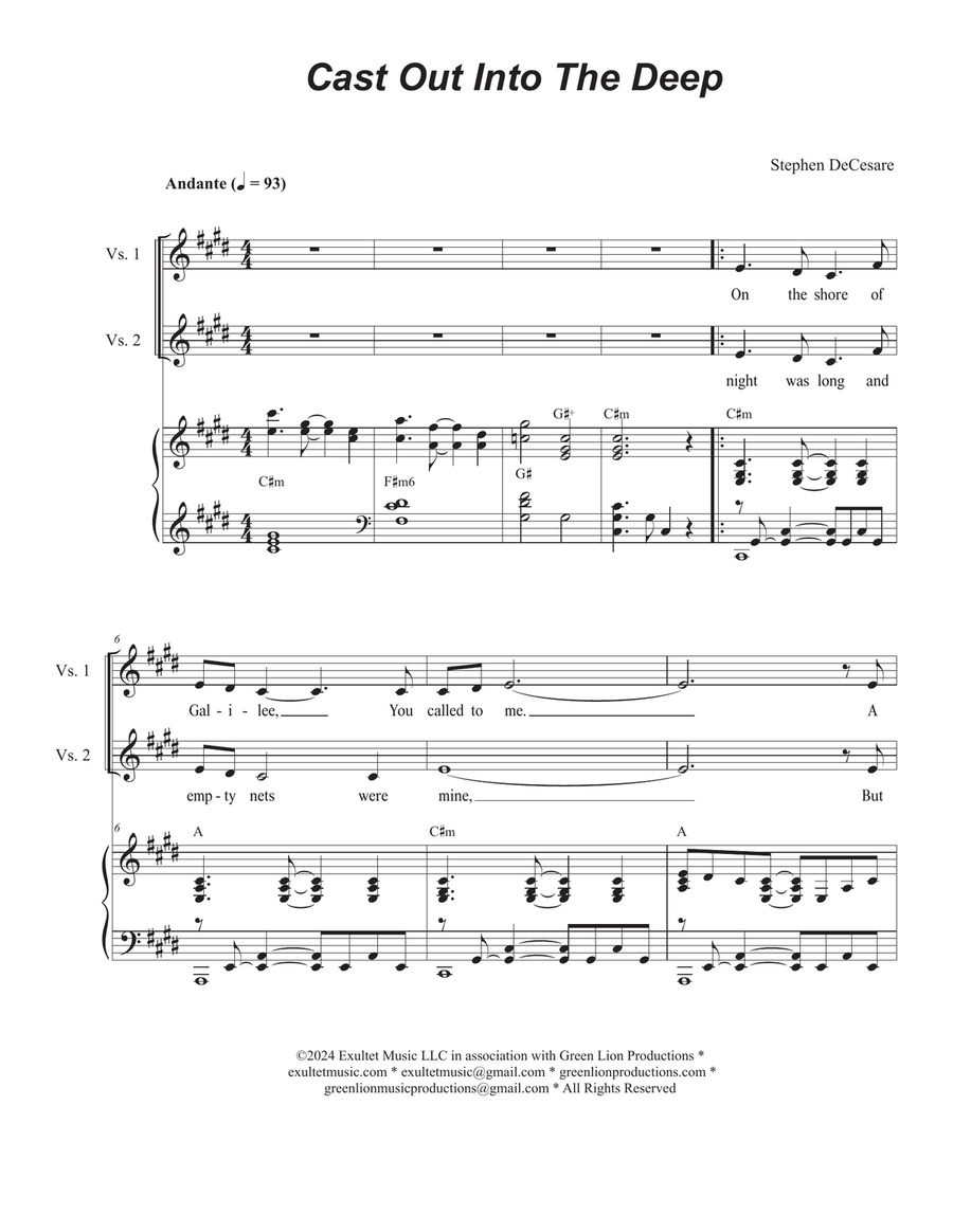 Cast Out Into The Deep (2-part choir) 2-Part scores gallery preview page 1
