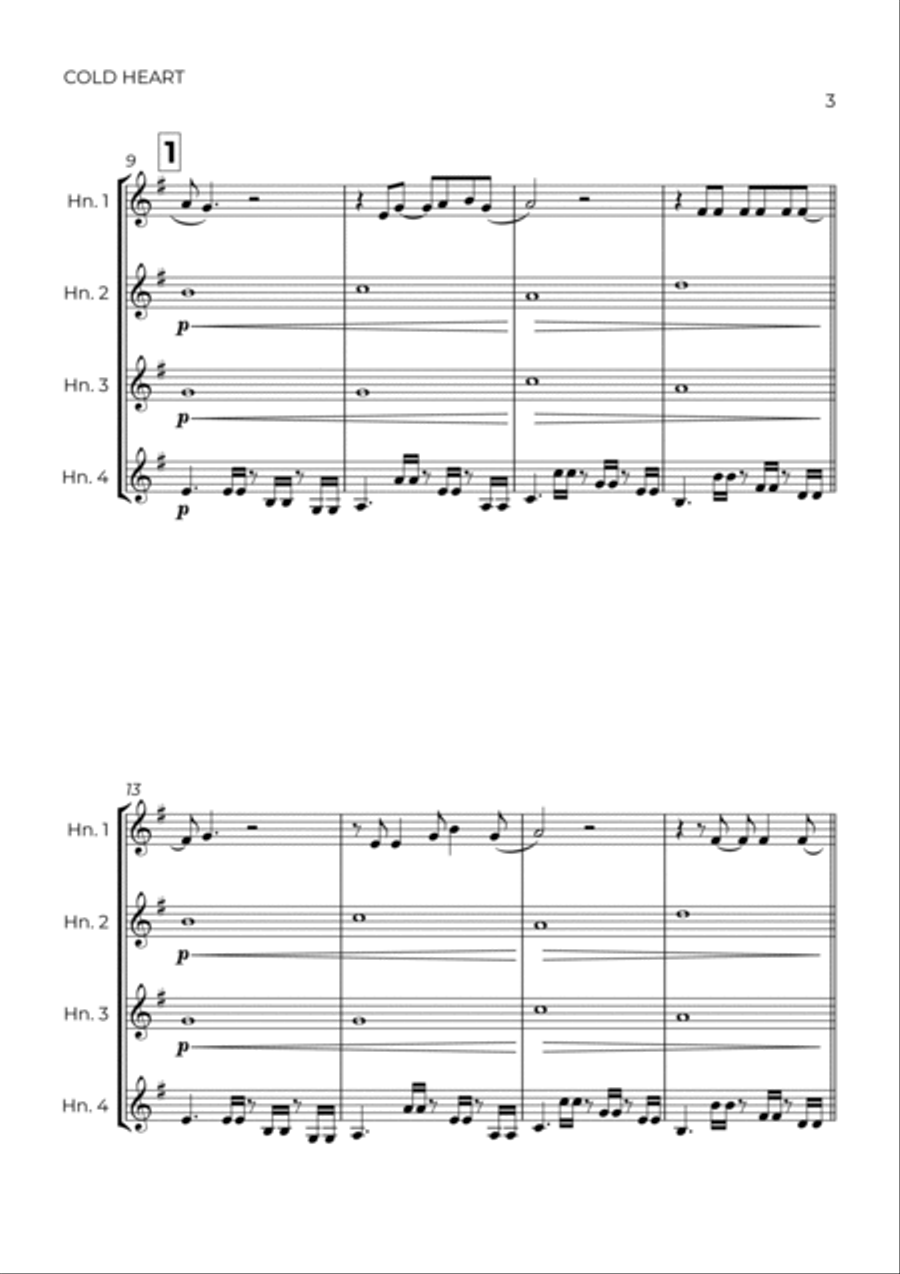 Cold Heart (pnau Remix) Cold Heart (pnau Remix) Brass Quartet scores gallery preview page 3