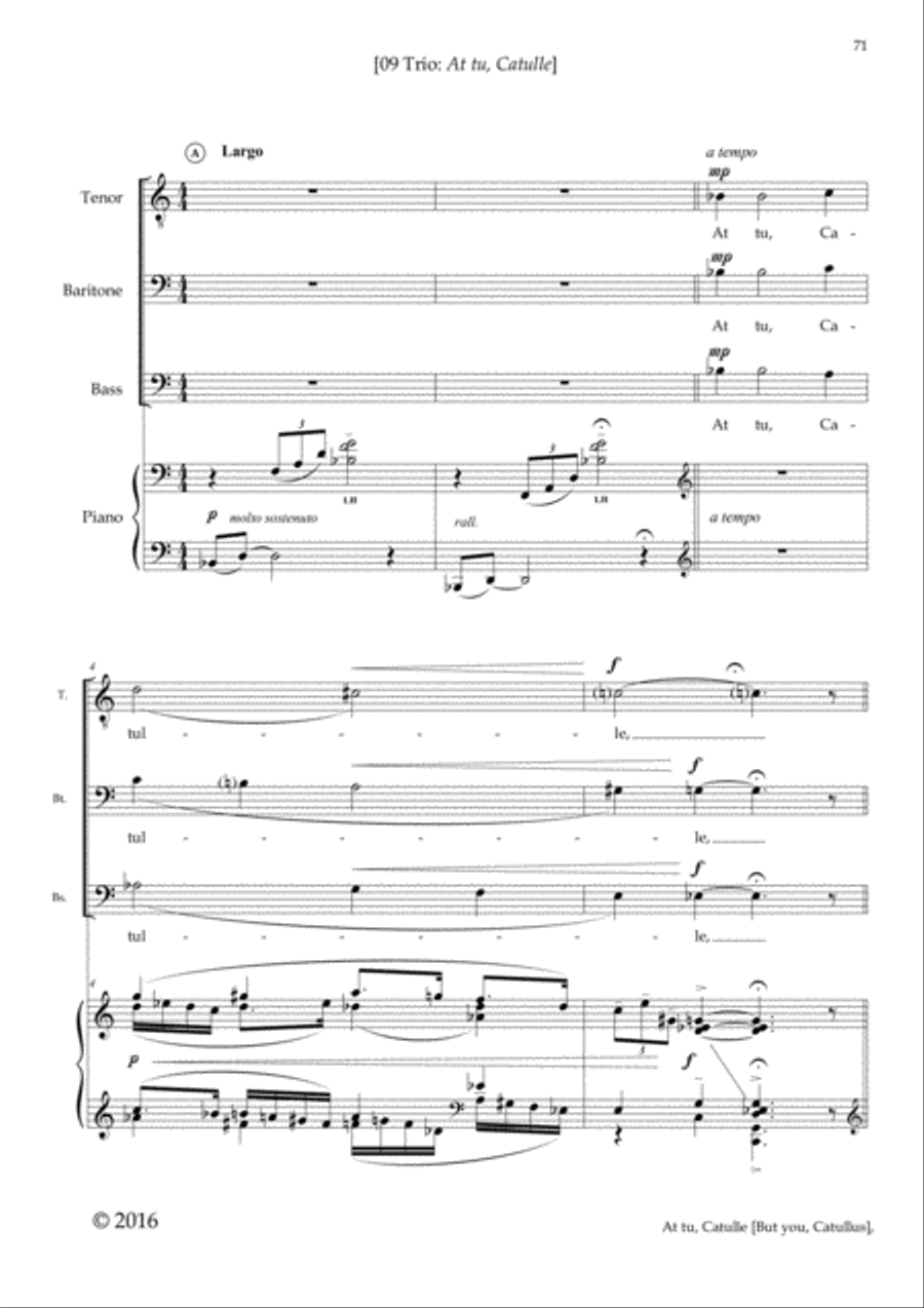 At Tu, Catulle, from trio cantata 'Catullus VIII' 3-Part scores gallery preview page 2