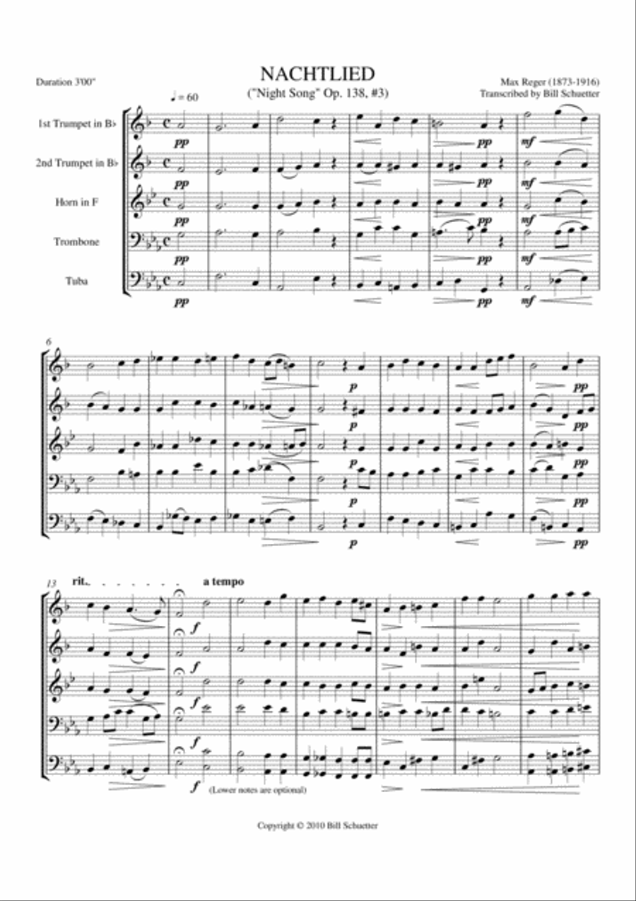 Night Song Night Song Brass Quintet scores gallery preview page 1