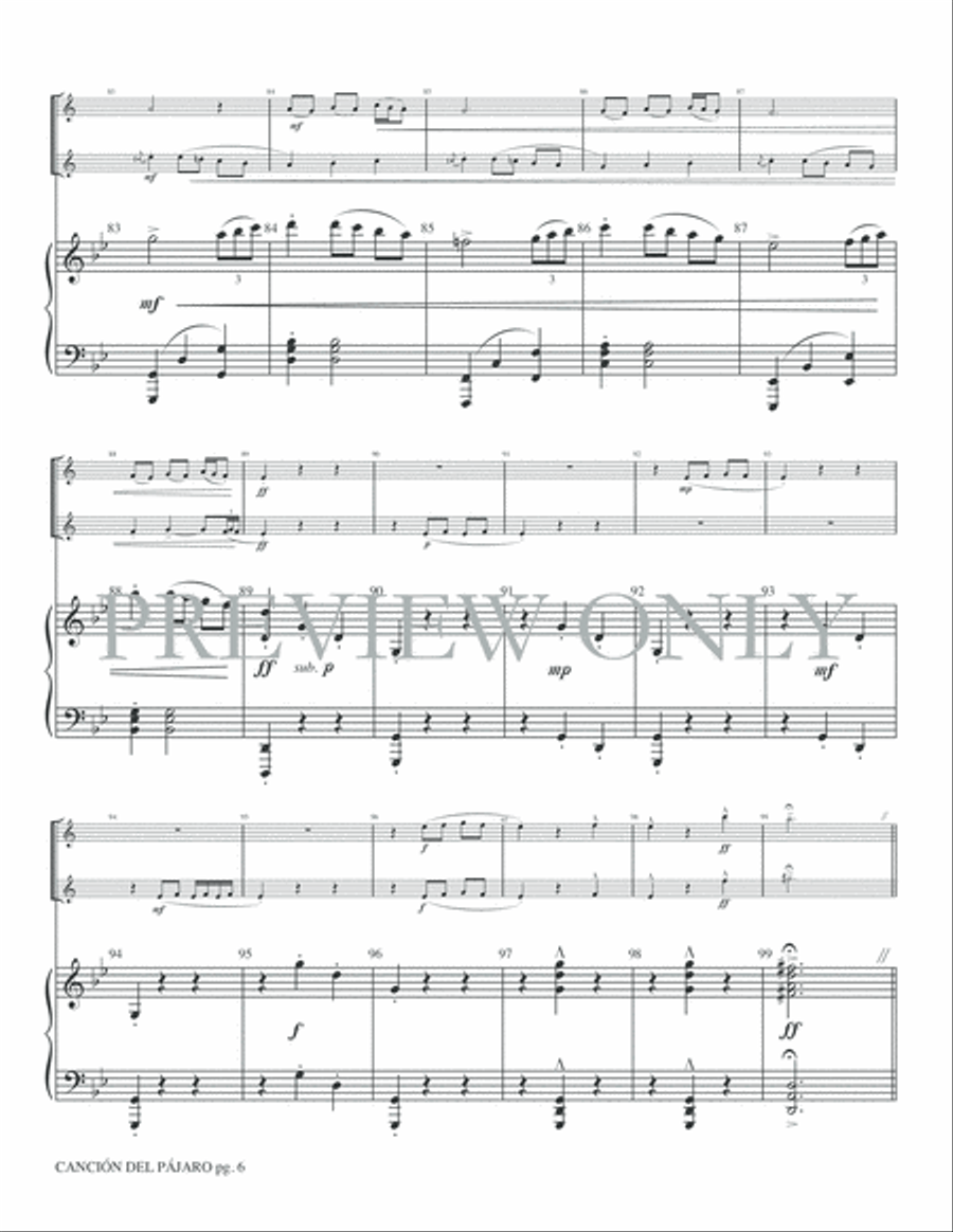 Canción del Pájaro (Song of the Bird) Trumpet Duet scores gallery preview page 8