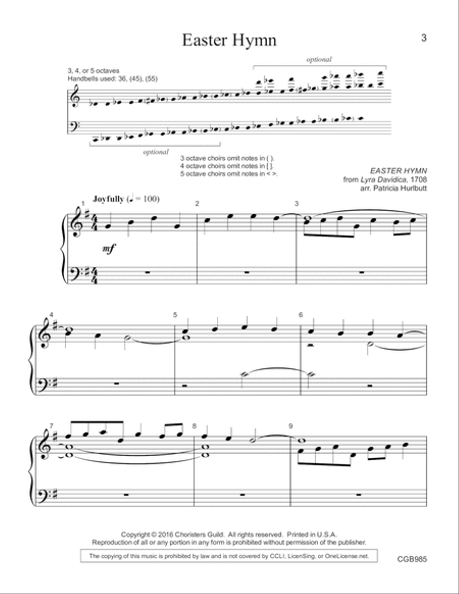 Easter Hymn Handbell Choir scores gallery preview page 3