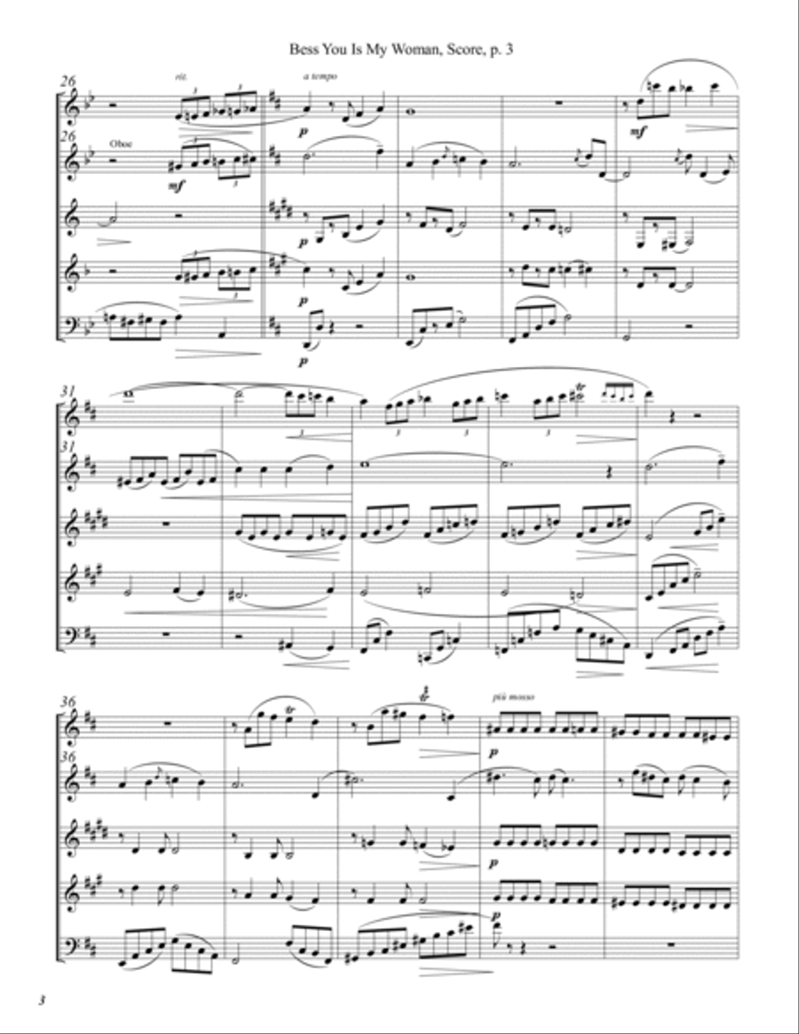 Bess, You Is My Woman Woodwind Quintet scores gallery preview page 3